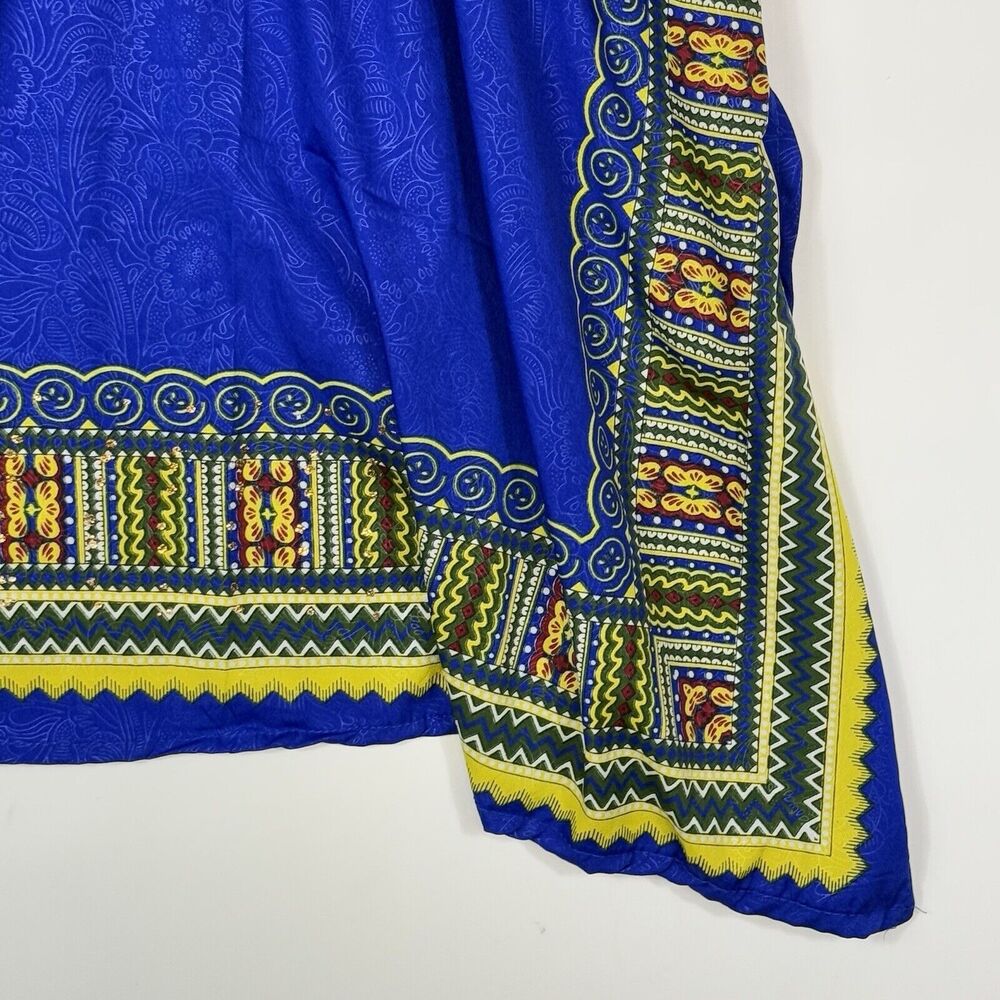 Sante Classics Blue Glitter Ethnic Pattern Beach Cover Shirt Top Womens One Size - Picture 3 of 7
